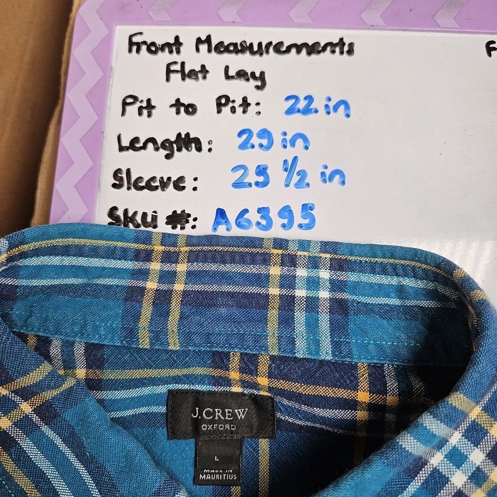 J. Crew Teal and Yellow Plaid Button Down Shirt - Picture 8 of 11